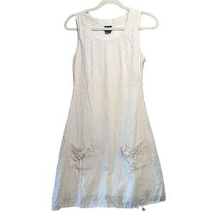 CoVelo Clothing 100% Linen Dress Sleeveless Size 4 Cream Minimalist Lightweight